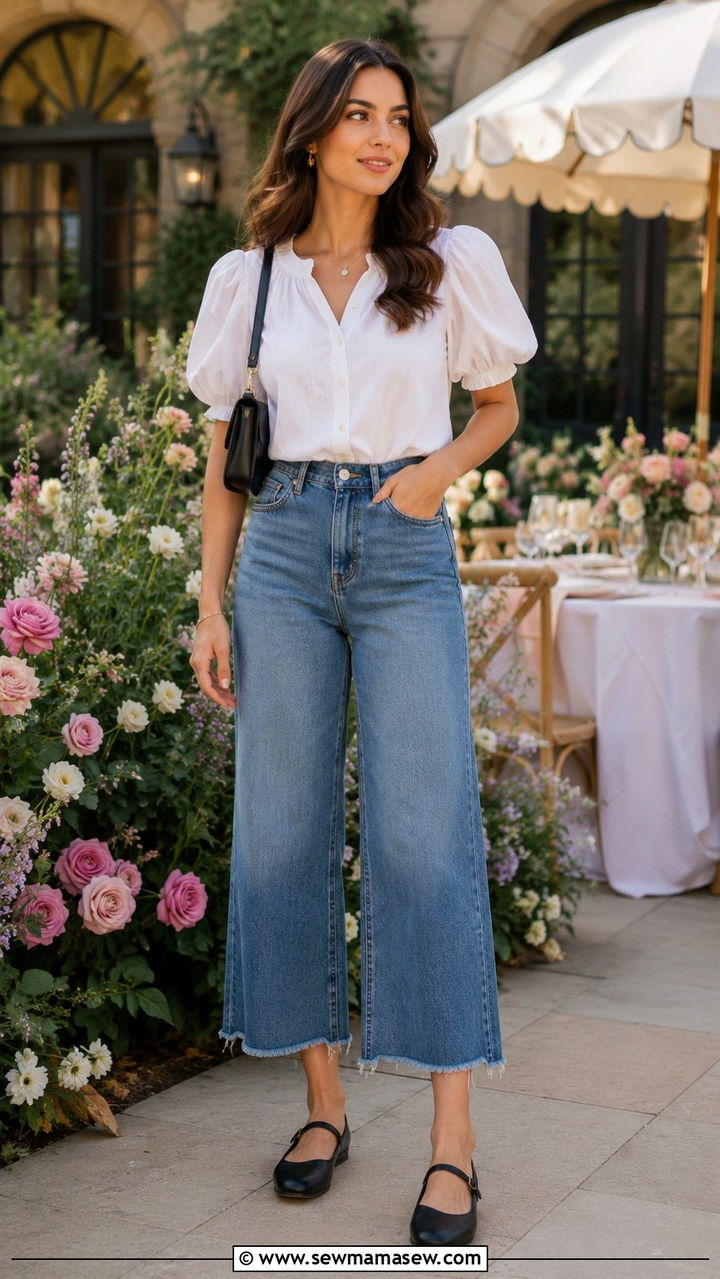 Cropped Wide Leg Jeans Outfit - 30 cute wide leg jeans outfits