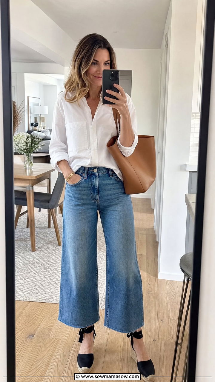 Cropped Wide Leg Jeans With Ankle Tie Espadrilles - 25 How to style espadrilles