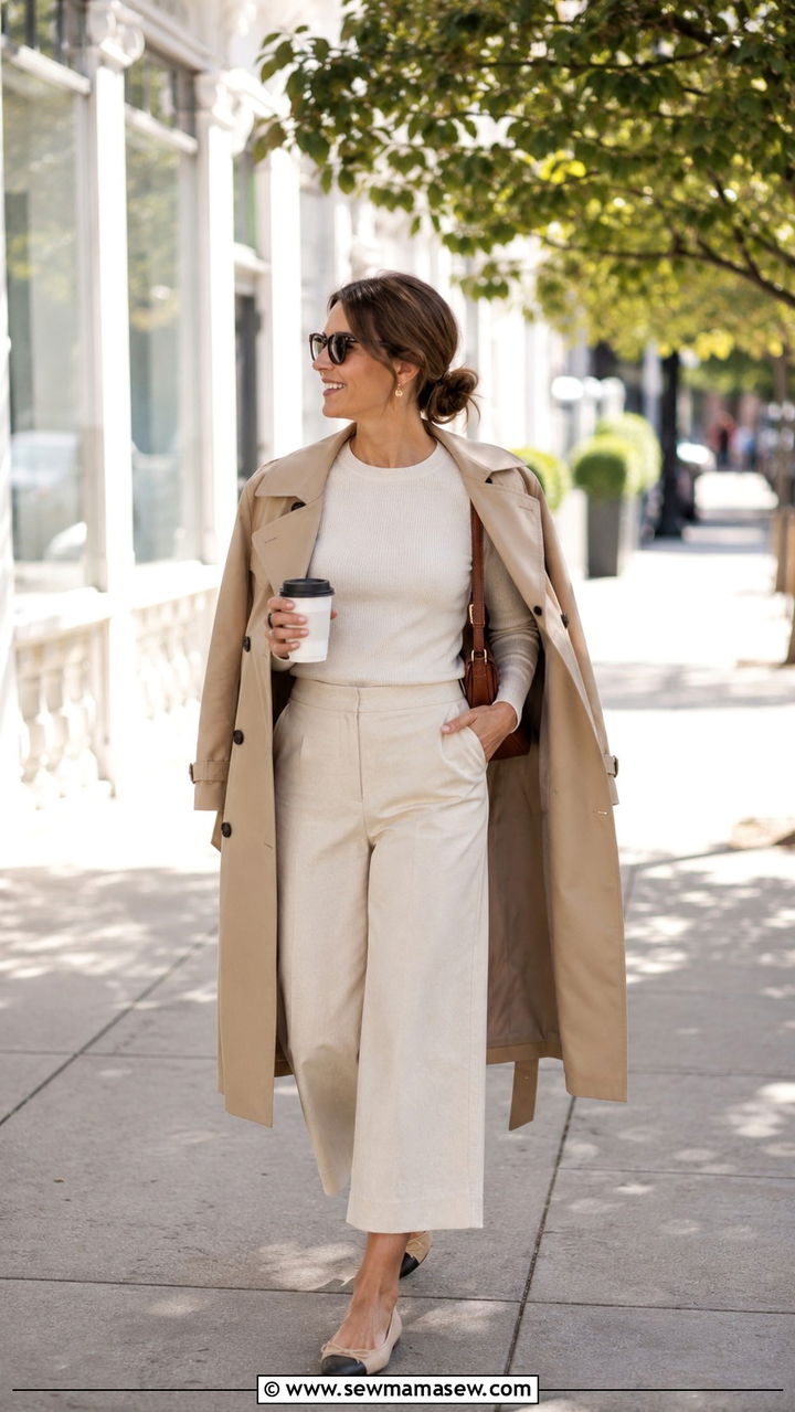 Cropped Wide Leg Pants With Ballet Flats Outfit Over 40 - 30 Trendy outfit ideas for women over 40
