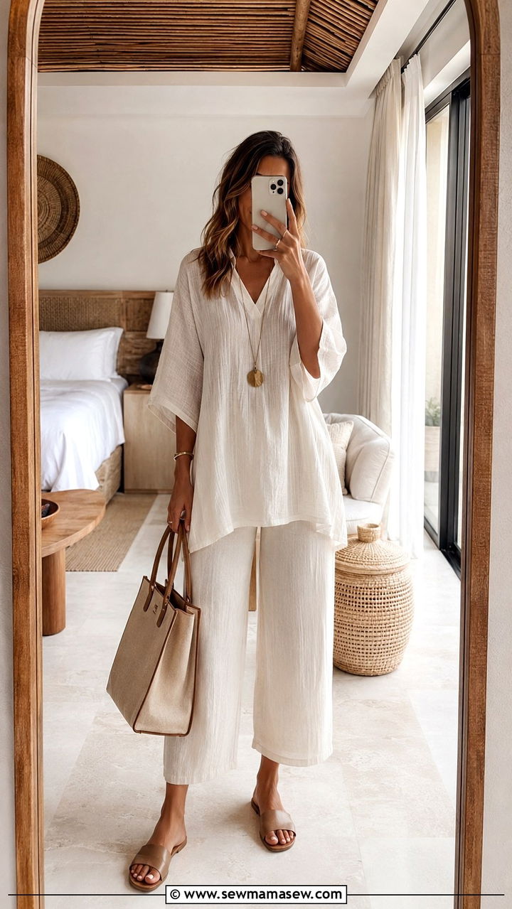 Cropped Wide Leg Pants and a Breezy Tunic - 30 casual resort outfits