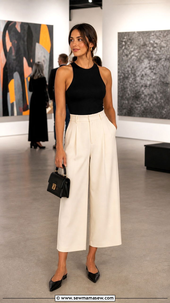 Cropped Wide Leg Pants with a Bodysuit - 40 Los Angeles outfit ideas