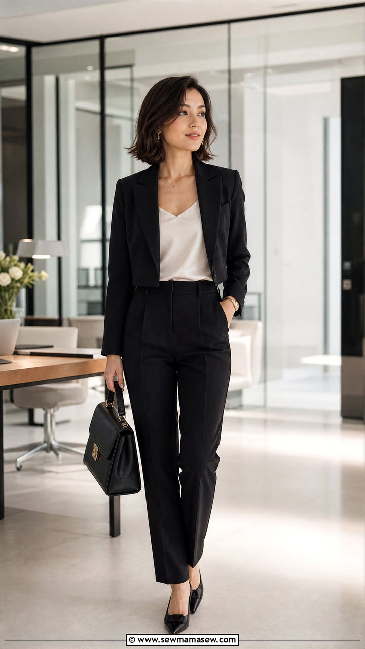 Cropped blazer and tailored pants petite - 30 classy outfits for short women