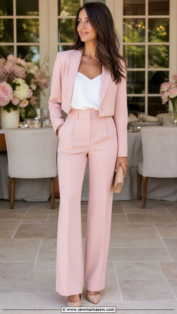 Cropped blazer matching set heels outfit - 30 Cropped blazer outfit ideas with heels
