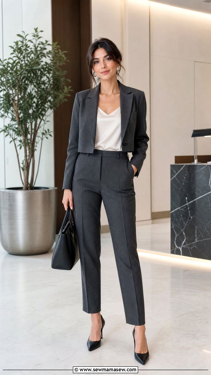 Cropped blazer tailored trousers heels - 30 Cropped blazer outfit ideas with heels