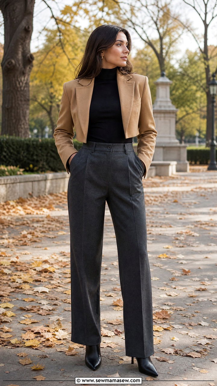 Cropped blazer turtleneck heels outfit - 30 Cropped blazer outfit ideas with heels