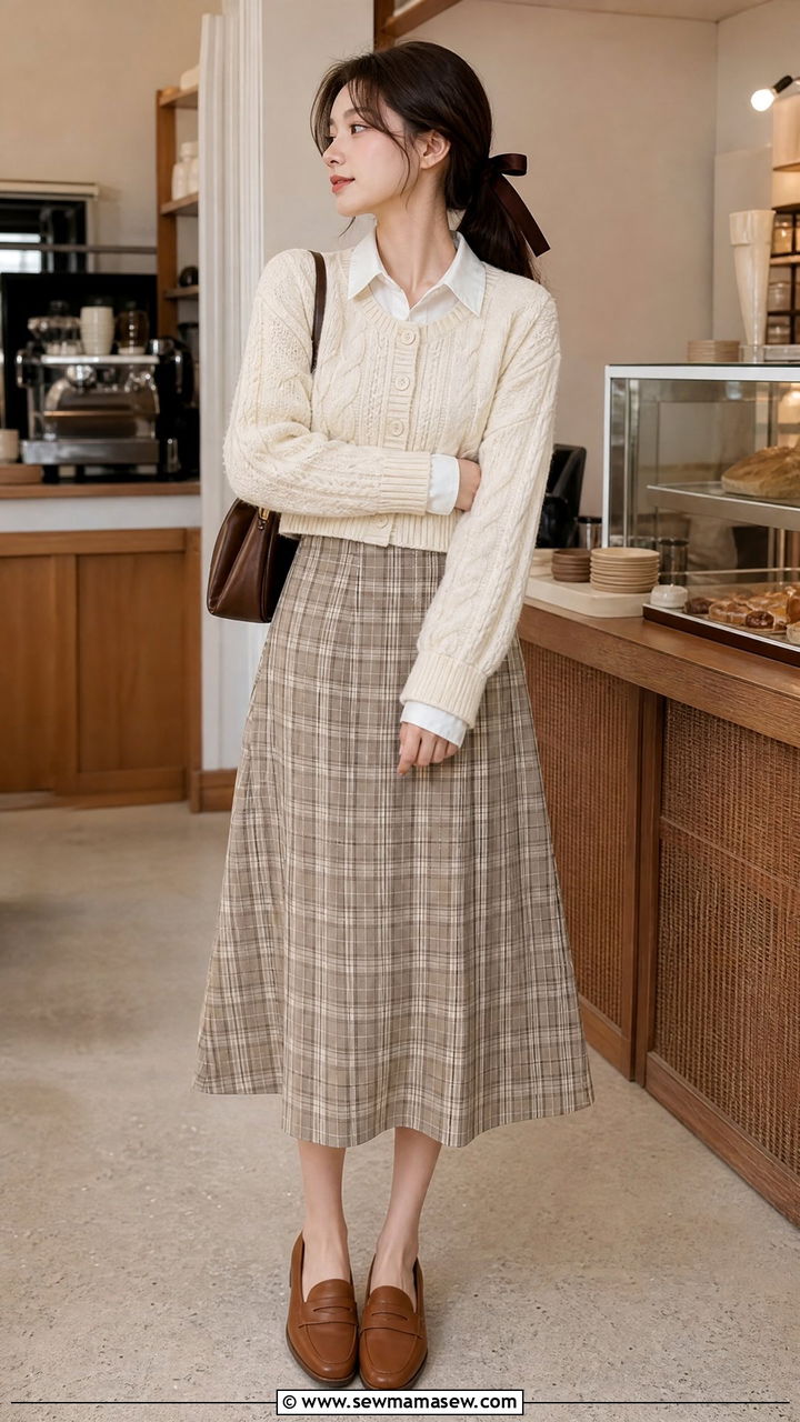 Cropped cardigan and plaid skirt light academia outfit - 25 Light academia outfit ideas 2026