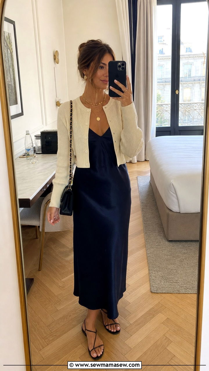 Cropped cardigan and slip dress Porto - 40 What to wear in Porto