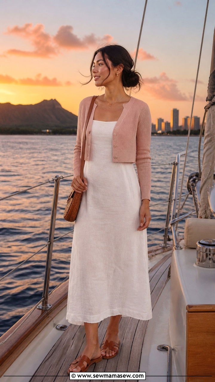 Cropped cardigan over linen dress - 40 What to wear in Honolulu