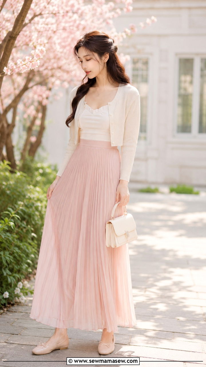 Cropped cardigan with maxi skirt - 30 Spring outfits with maxi skirts