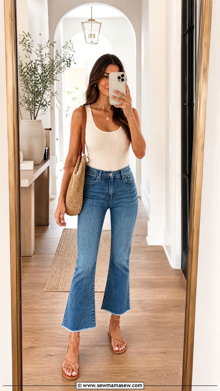 Cropped flare jeans with strappy sandals - 25 How to style cropped jeans