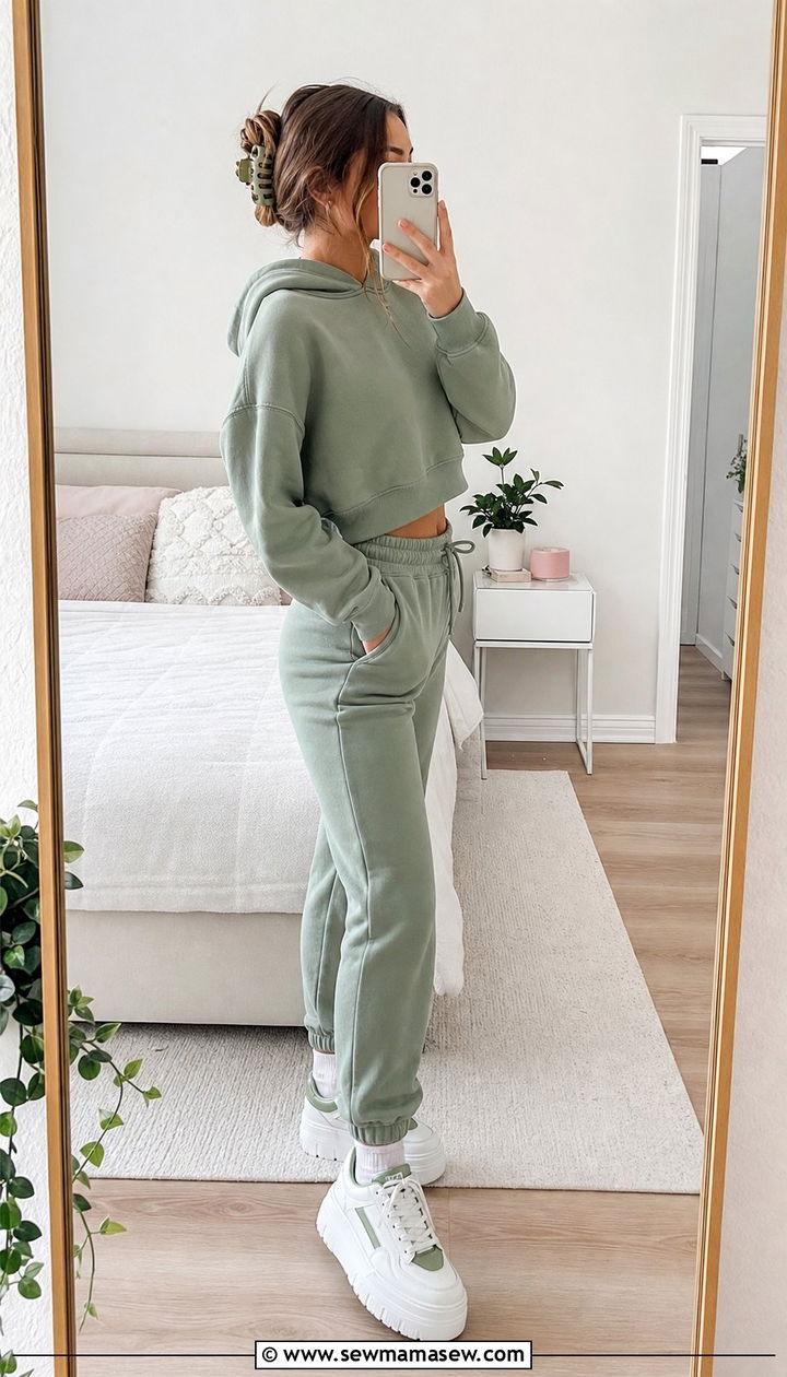 Cropped hoodie and high waisted joggers - 25 Cute outfits for 15 year olds