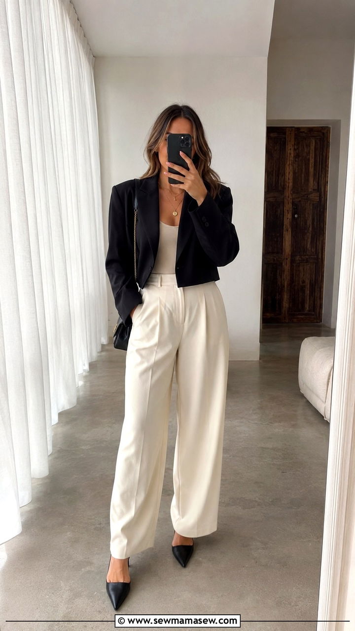 Cropped oversized blazer with high waisted pants - 30 Oversized blazer outfit ideas for a wedding
