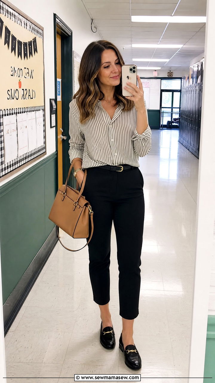Cropped pants and loafers teacher outfit - 30 Elementary teacher outfit ideas