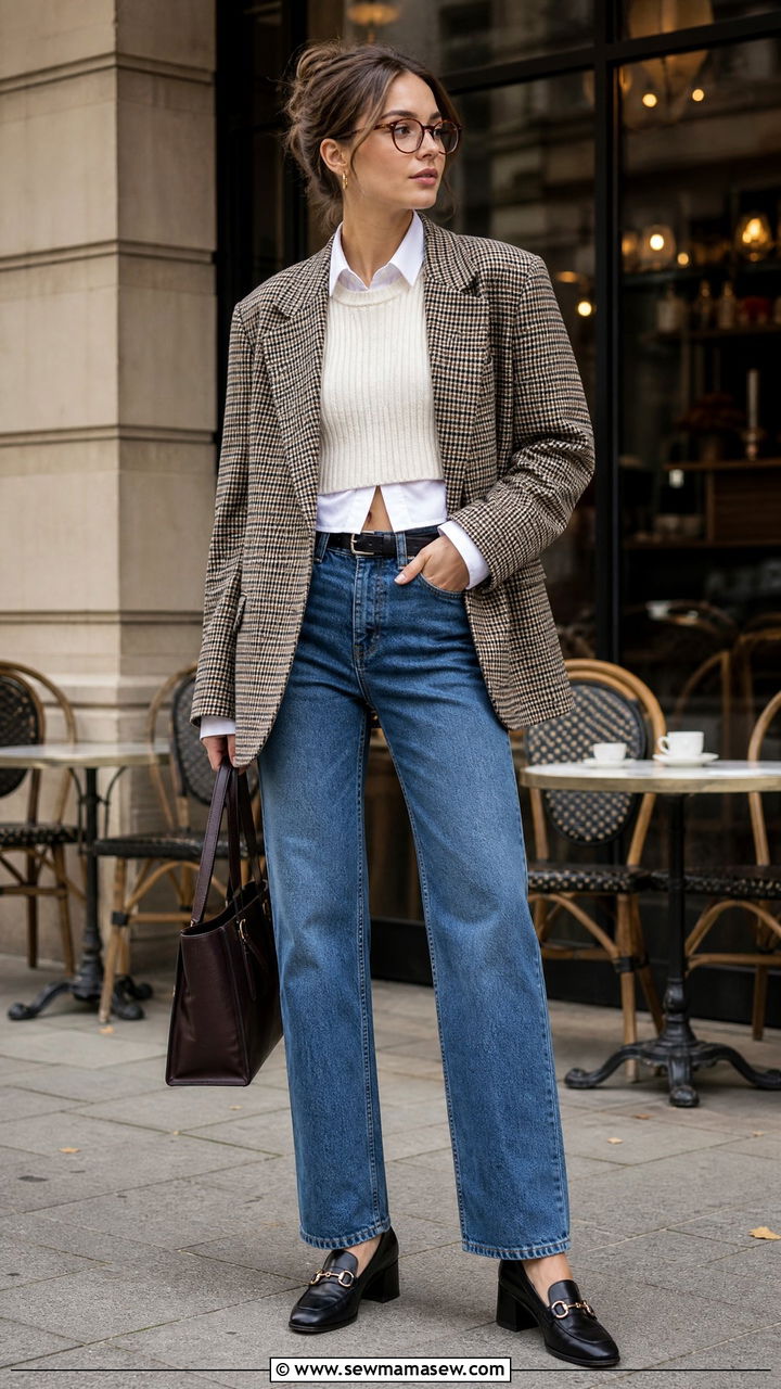 Cropped sweater with a blazer - 25 How to style a cropped sweater