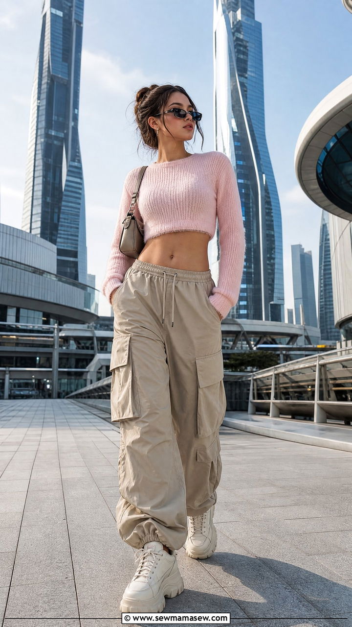 Cropped sweater with cargo pants - 25 How to style a cropped sweater