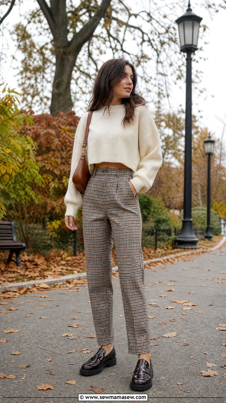 Cropped sweater with plaid pants - 25 How to style a cropped sweater