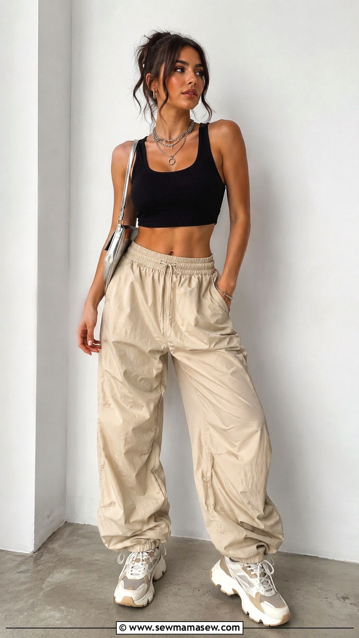 Cropped tank and parachute pants - 30 cute summer concert outfits