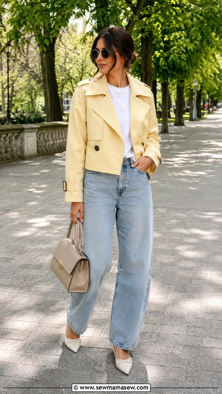 Cropped trench coat and barrel leg jeans outfit - 30 spring to summer outfits aesthetic