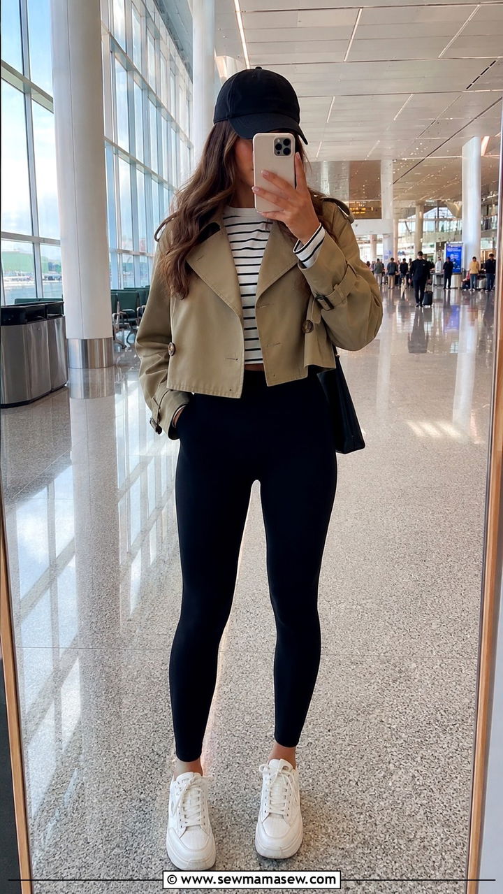 Cropped trench coat with leggings - 20 cropped trench outfits aesthetic