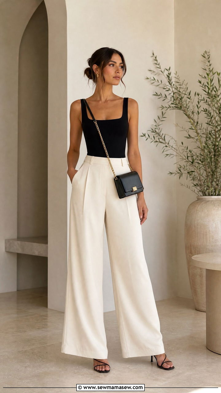 Crossbody Bag with Wide Leg Trousers - 25 How to style a crossbody bag
