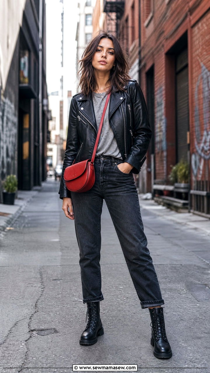 Crossbody Bag with a Leather Jacket - 25 How to style a crossbody bag
