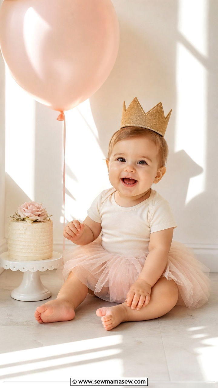 Crown And Onesie First Birthday Outfit - 20 1 year photo outfit ideas