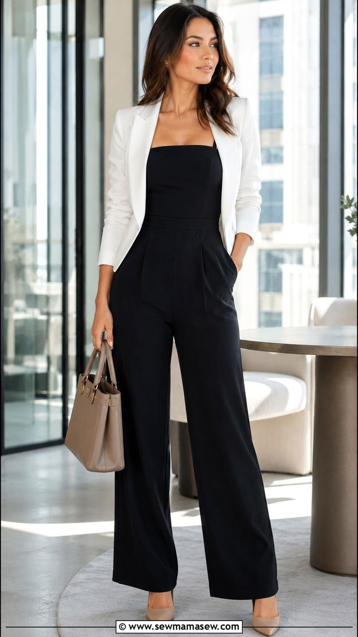 Culotte Jumpsuit Office Outfit - 30 Jumpsuit outfit ideas for work