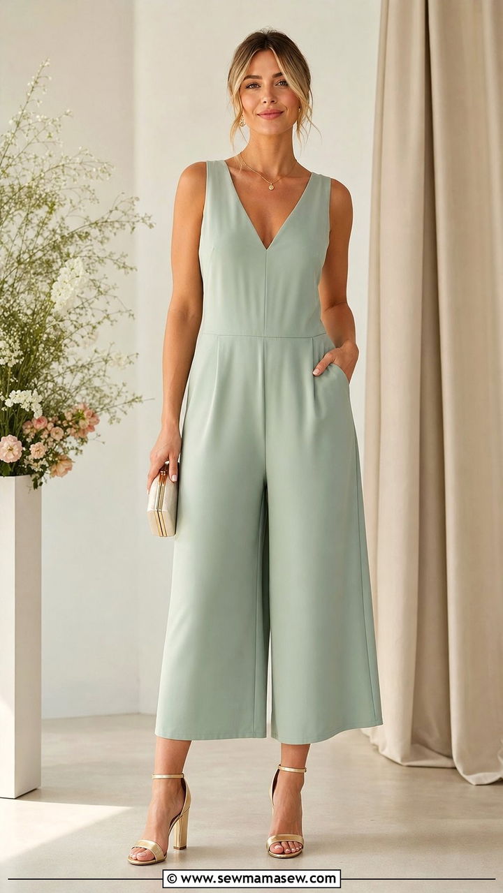Culotte Jumpsuit With Heeled Sandals Outfit - 25 spring outfits for short torso women