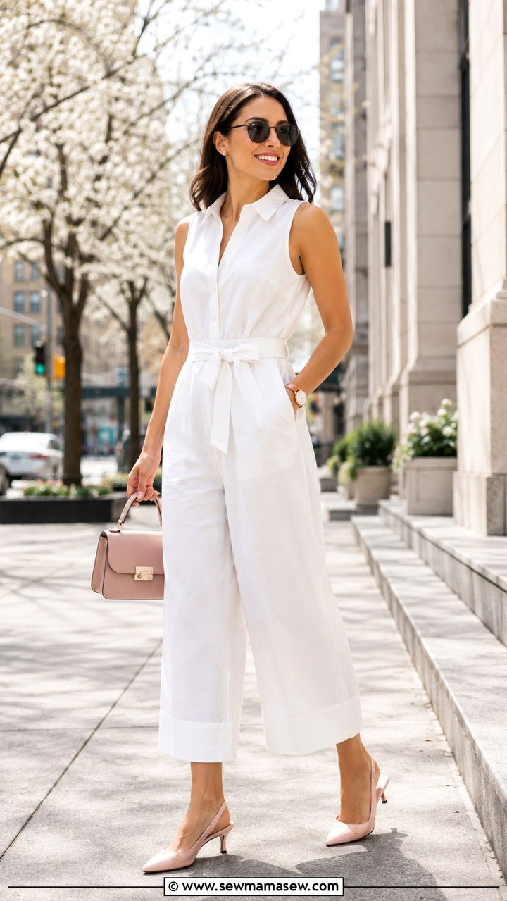 Culotte Jumpsuit With Slingback Heels - 30 How to style a jumpsuit in spring