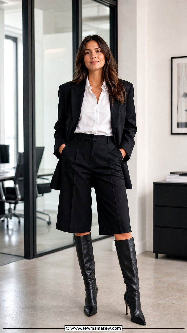 Culotte Shorts and Knee High Boots Outfit - 30 Fashion trends 2026 outfits