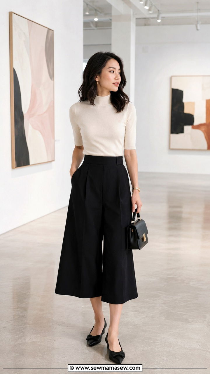 Culottes and Mock Neck Top for Summit - 20 Summit outfit ideas for women