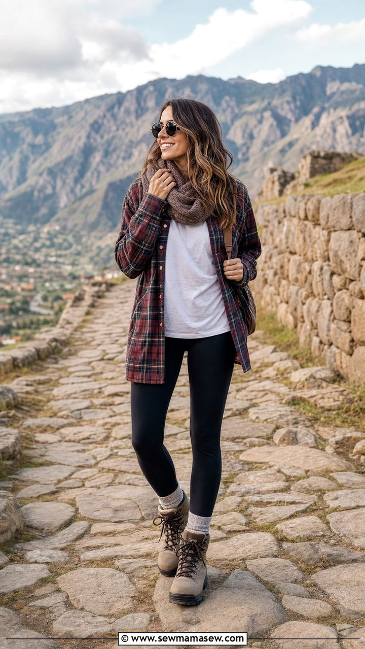 Cusco layering outfit with flannel - 25 Cusco outfit ideas