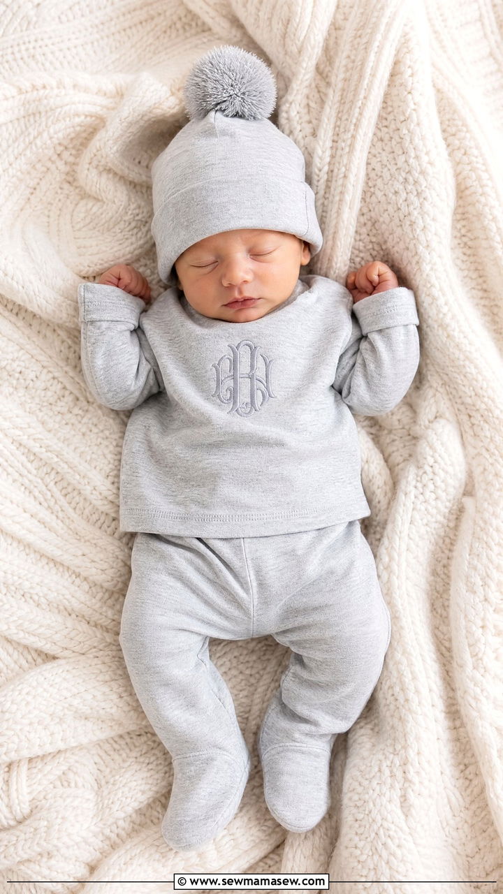 Custom Embroidered Jersey Set With Beanie - 20 Baby announcement outfit ideas