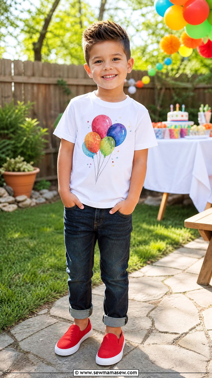 Custom Name Birthday Shirt with Jeans for Boy - 30 Kids birthday outfit ideas