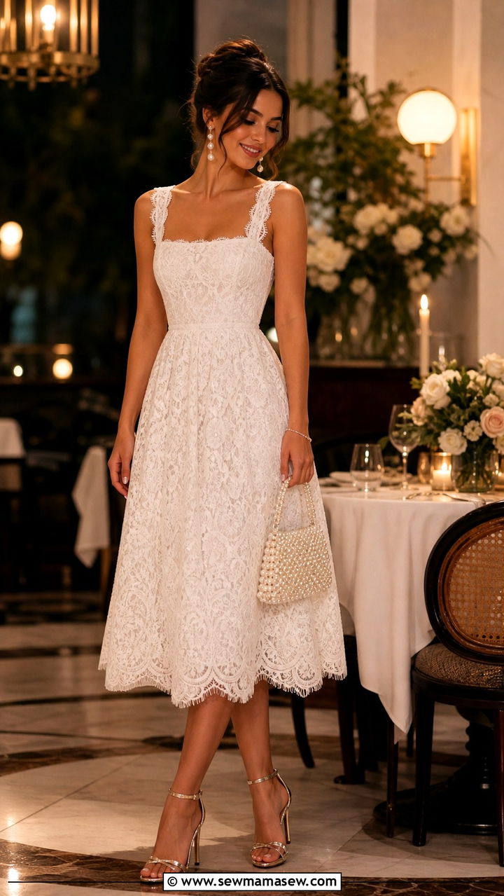 Cute Lace Dress With Heeled Sandals - 40 cute dress outfits