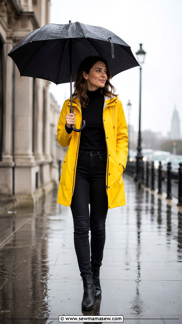 Cute Rainy Day Bright Yellow Raincoat Outfit - 30 cute rainy day outfits