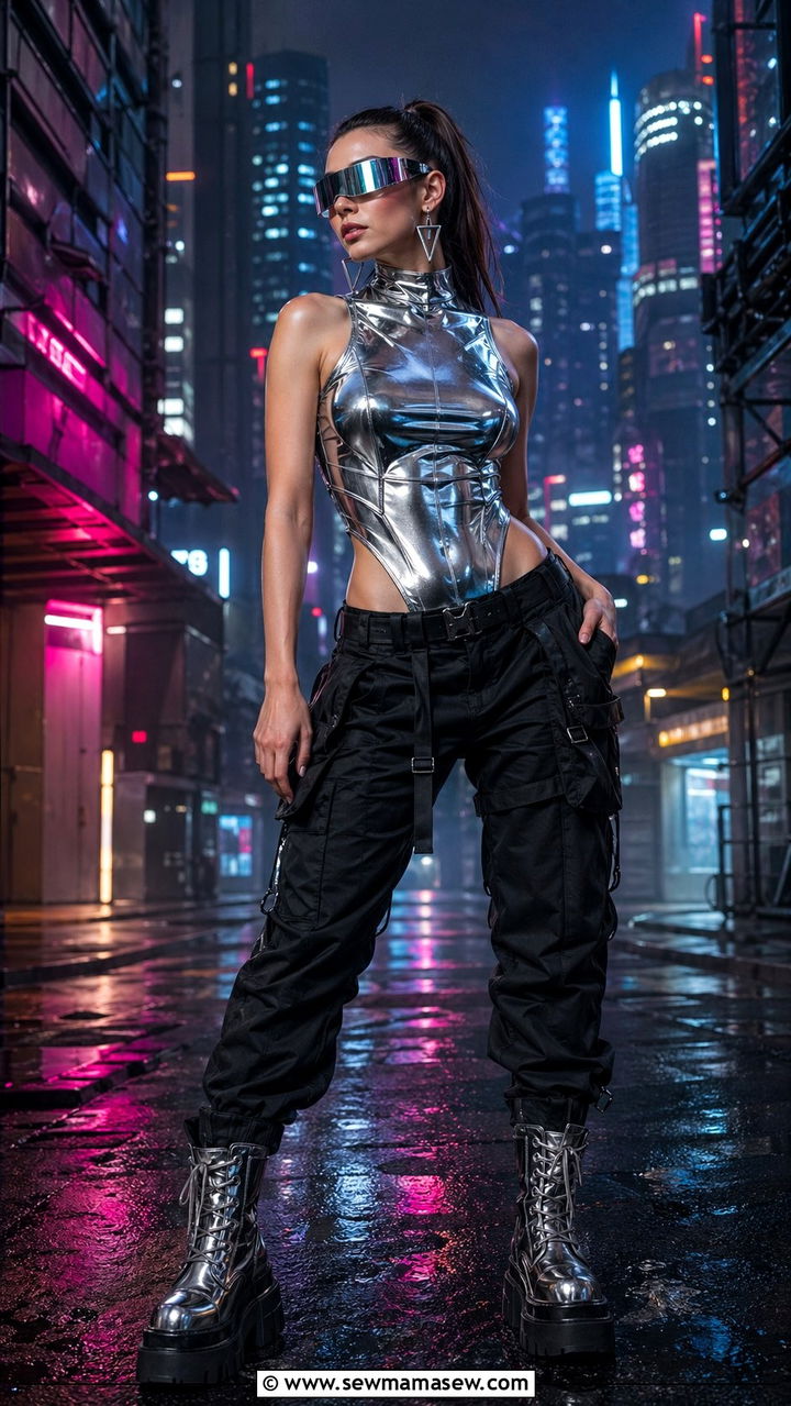 Cyberpunk Metallic Bodysuit Outfit - 35 aesthetic outfits ideas