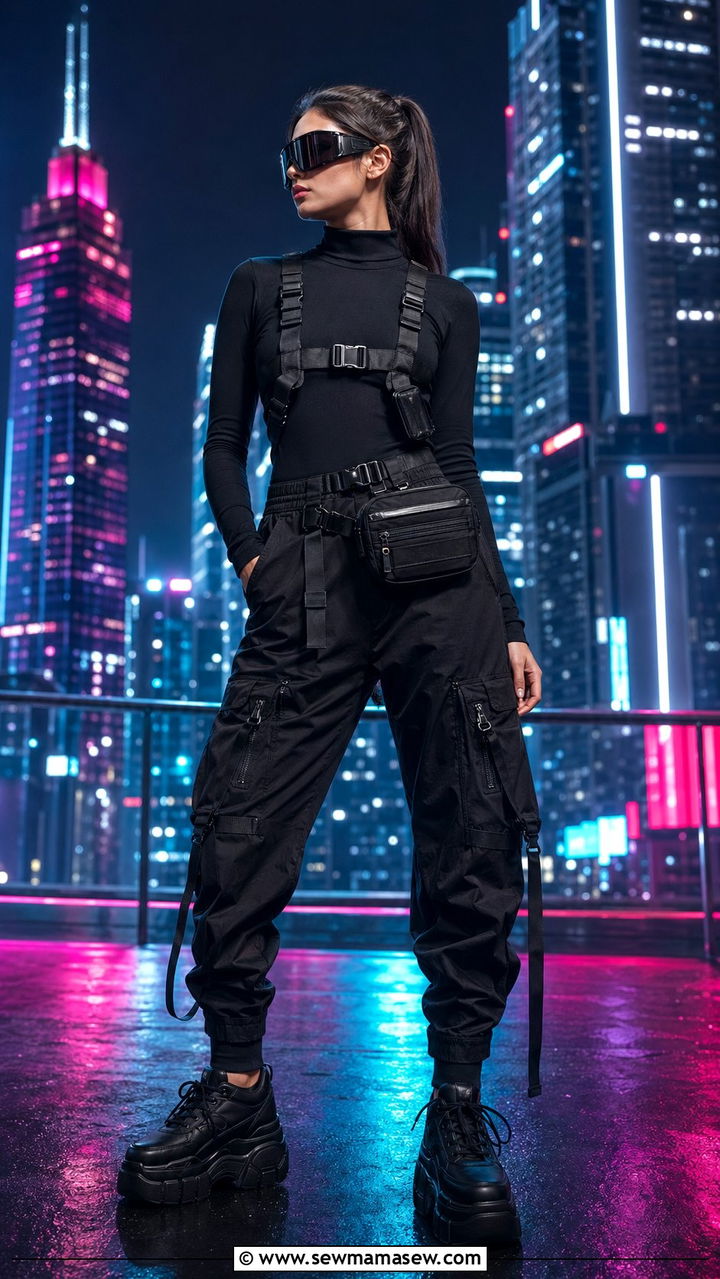 Cyberpunk Techwear Harness and Cargo Pants Outfit - 35 aesthetic outfits