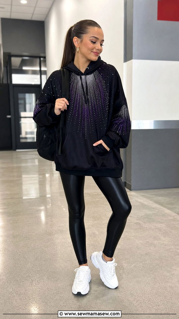 Dance Team Hoodie with Black Leggings - 25 Dance mom outfit ideas