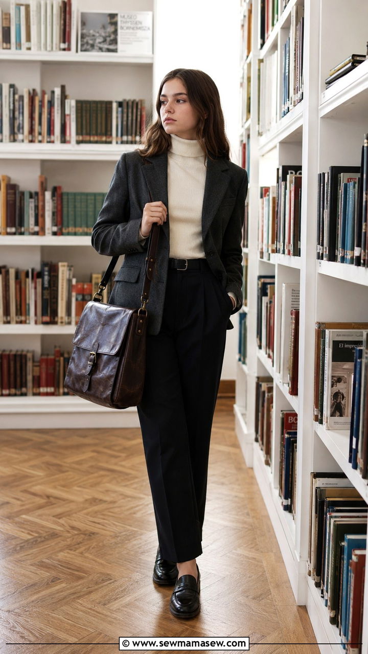 Dark Academia Blazer and Trousers - 20 Private school outfit ideas teens