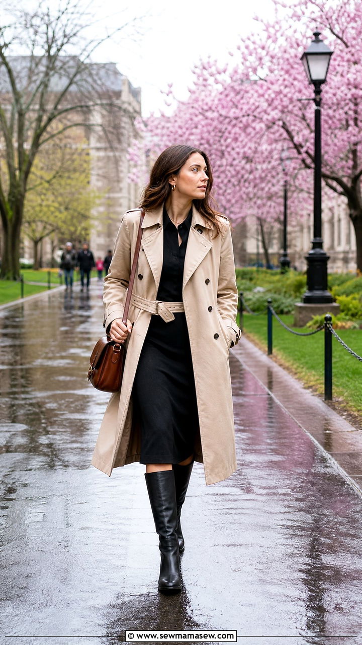 Dark Academia Dress With Trench Coat Outfit - 30 Dark academia spring outfits