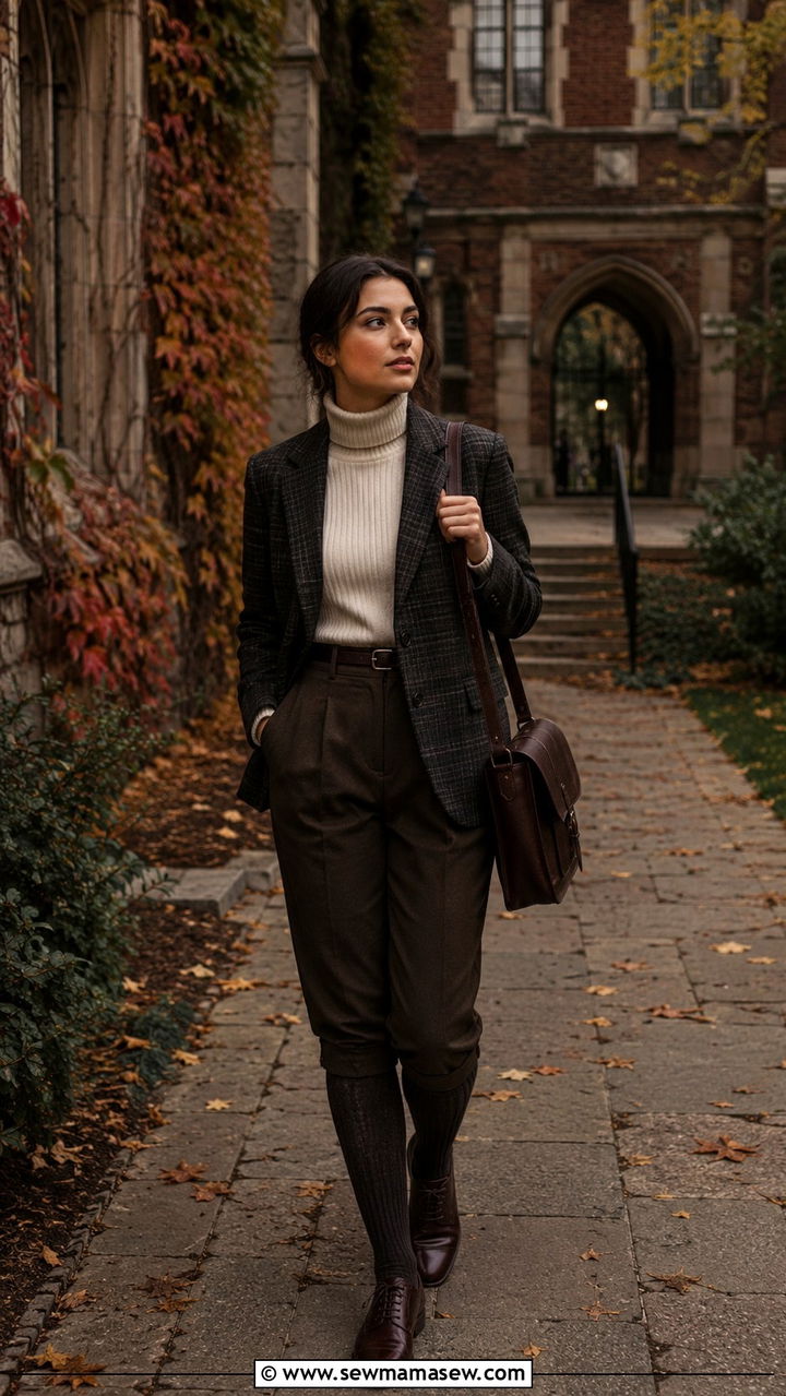 Dark Academia Plaid Blazer Outfit - 25 aesthetic outfits inspo