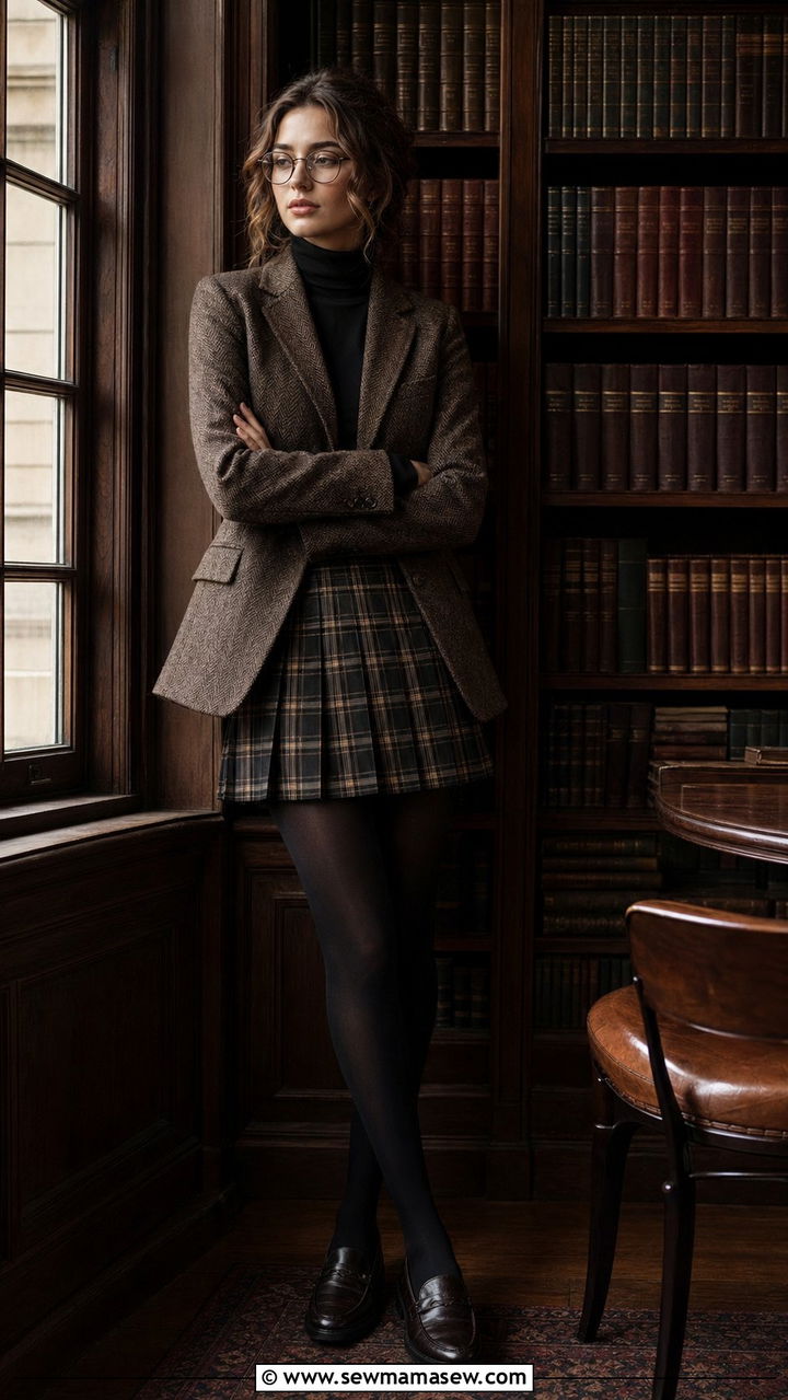 Dark Academia Plaid Skirt Outfit - 35 aesthetic outfits ideas