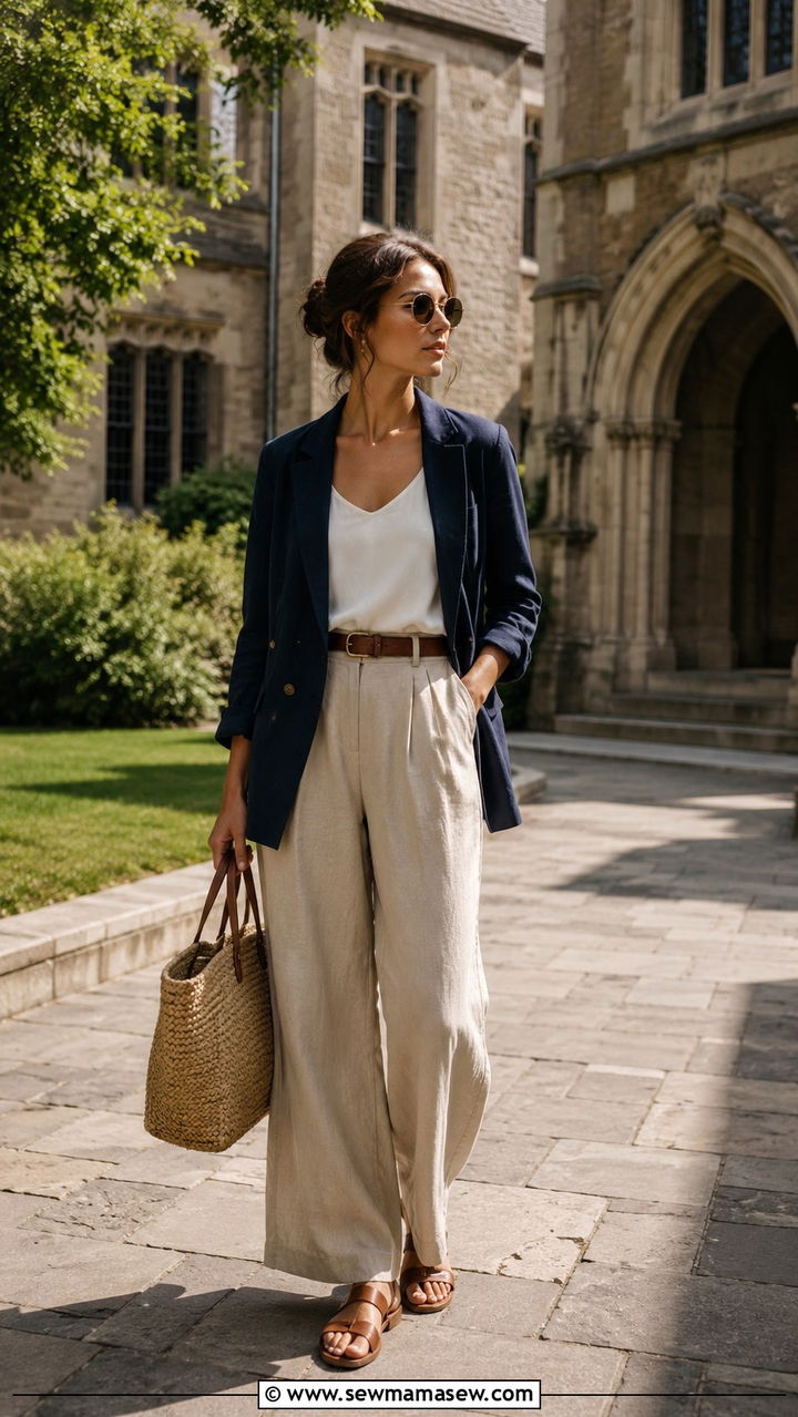 Dark Academia Summer Linen Blazer and Trousers - 30 dark academia outfits for women