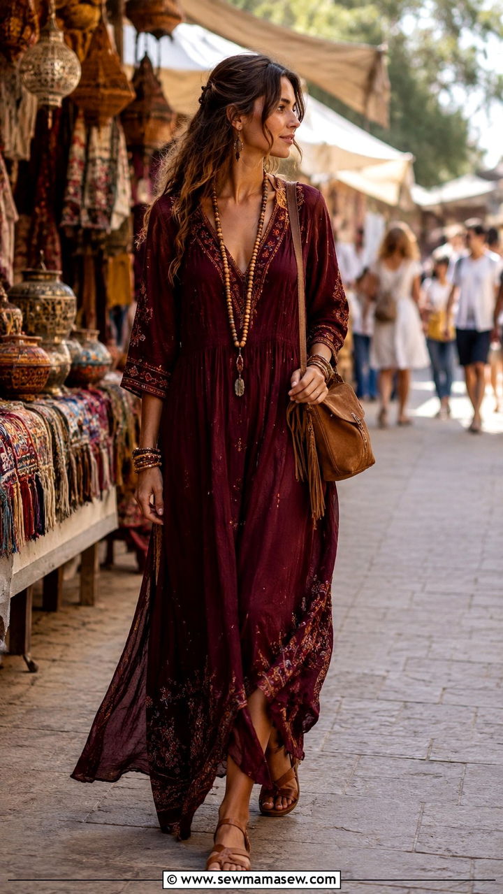 Dark Boho Maxi Dress Mysterious Summer Outfit - 30 Mysterious summer outfit ideas