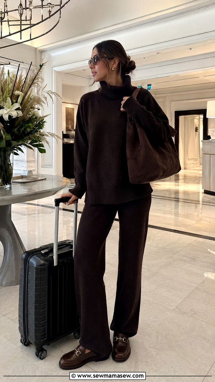 Dark Brown Knit Set And Loafers Outfit - 30 Stealth wealth outfit ideas 2026