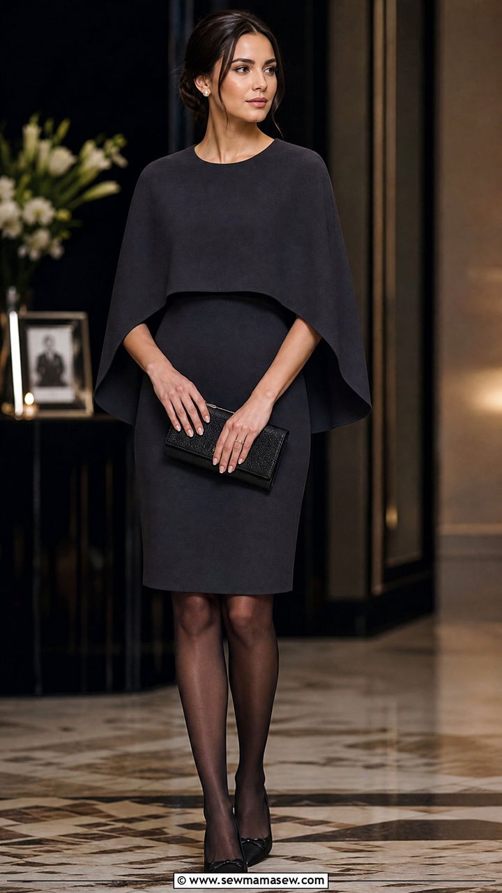 Dark Cape Dress for Memorial Service - 30 Memorial service outfit ideas