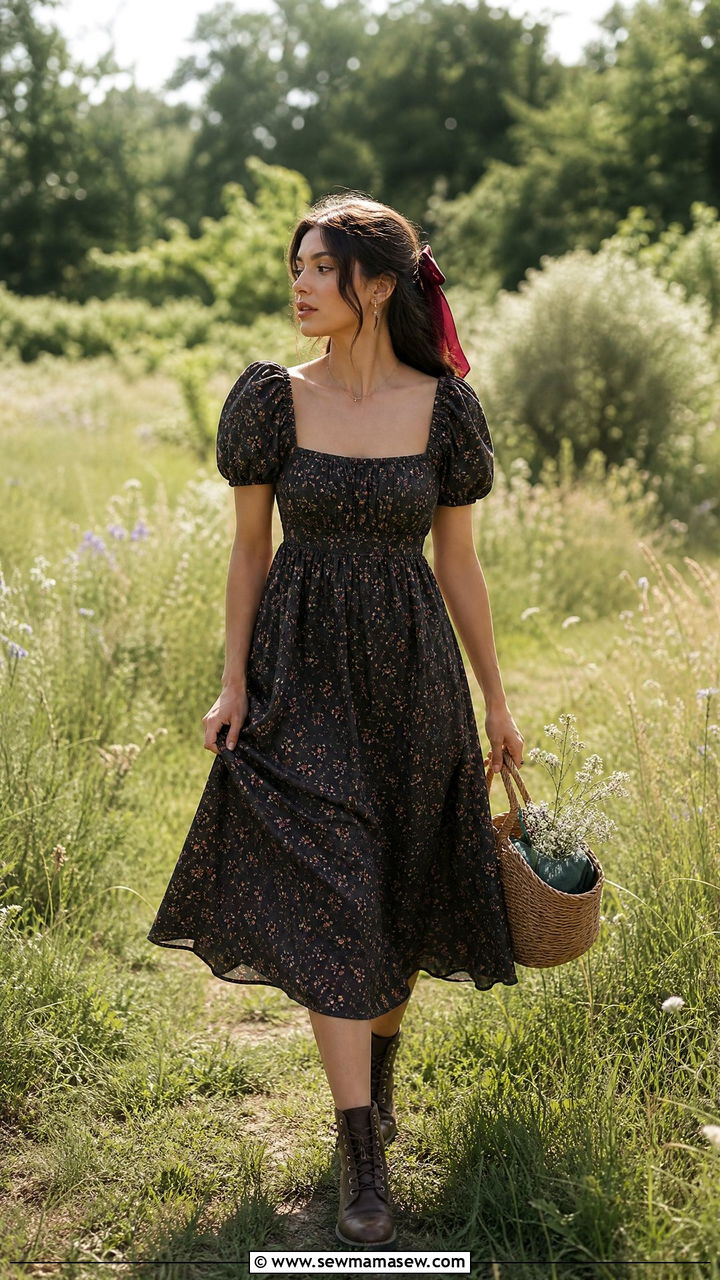 Dark Cottagecore Dress Mysterious Summer Outfit - 30 Mysterious summer outfit ideas