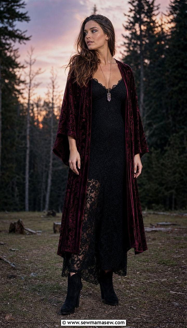 Dark Fairycore Black Lace Maxi Dress Outfit - 25 fairycore capsule wardrobe outfits