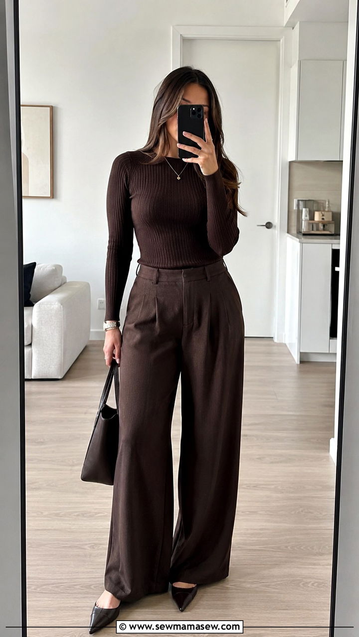 Dark Monochrome Matching Set To Smooth Muffin Top - 20 Outfit ideas to hide muffin top